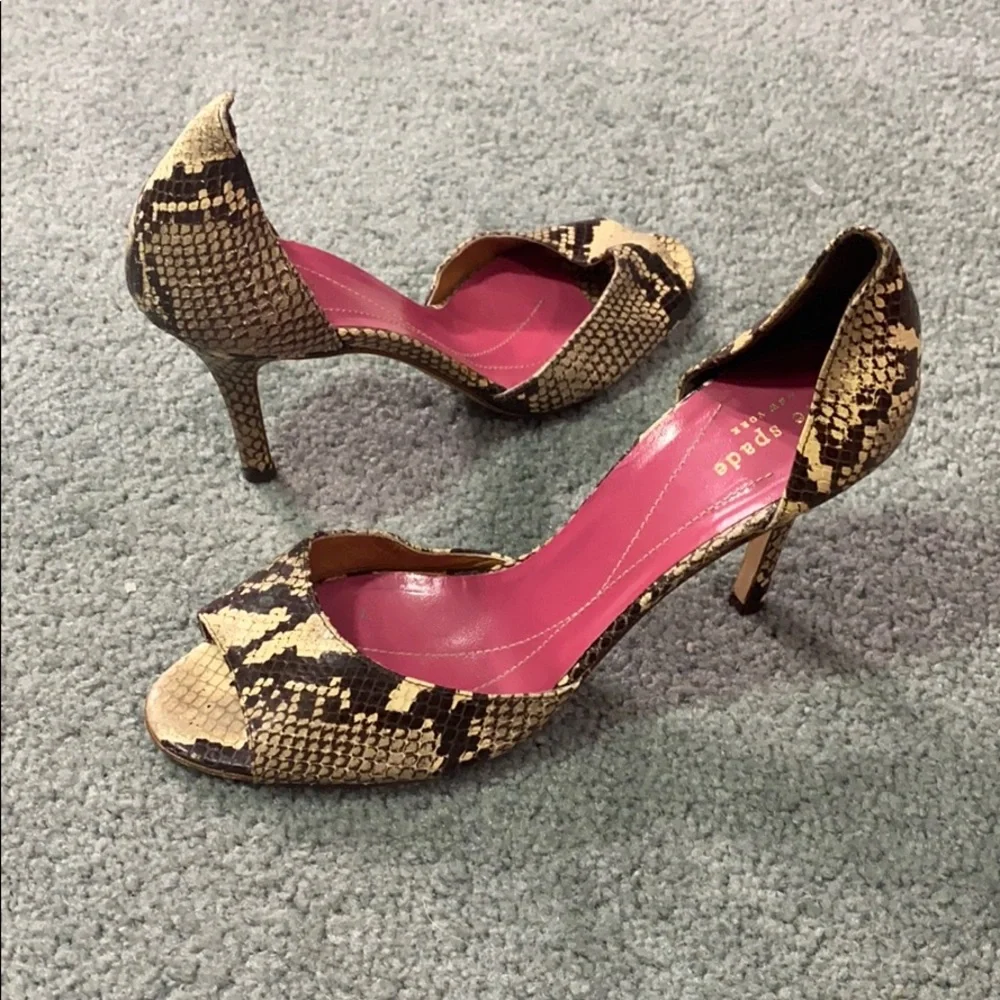 kate spade Snake Print D'Orsay Heels with Pink Insole